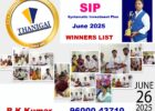 SIP Winners List - June 2025 - Thanigai Real Estate